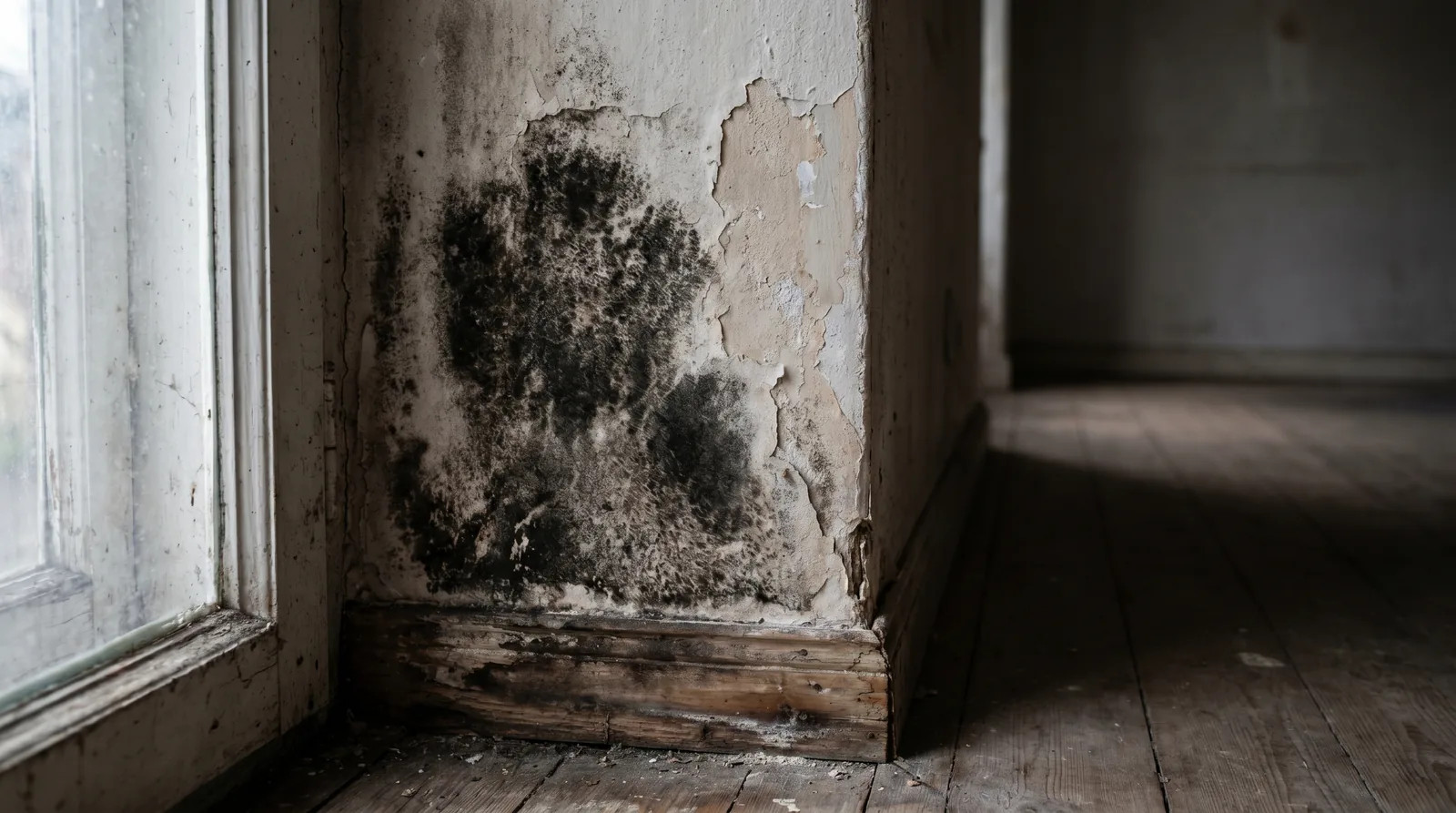 RescueHero mold remediation technician installing containment before mold removal in a Portland-area home