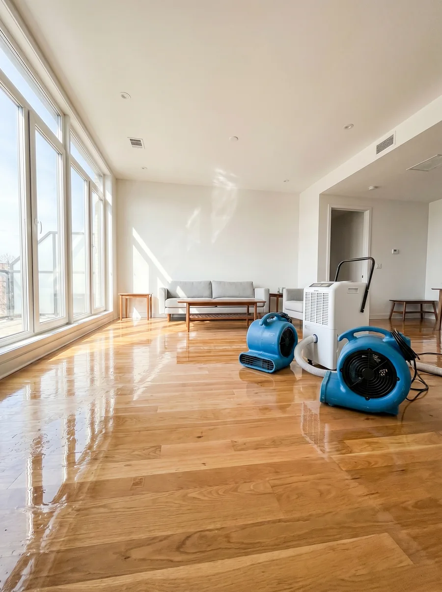 Technician measuring moisture during water damage restoration