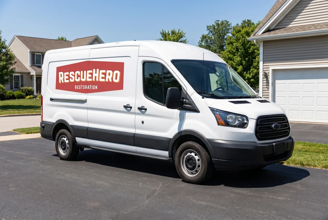 RescueHero Restoration branded van serving the Portland and Vancouver metro