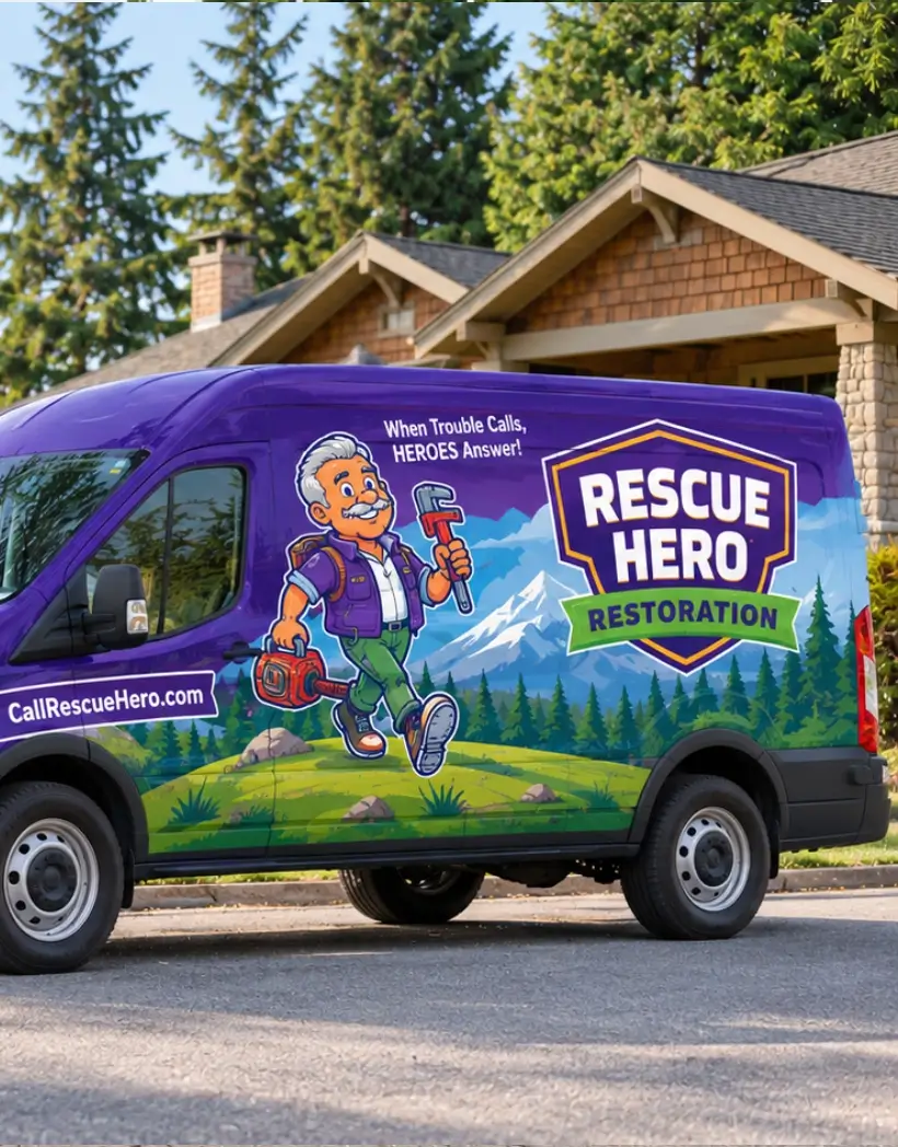 RescueHero water damage restoration crew serving a Wilsonville, OR home in the Villebois community.